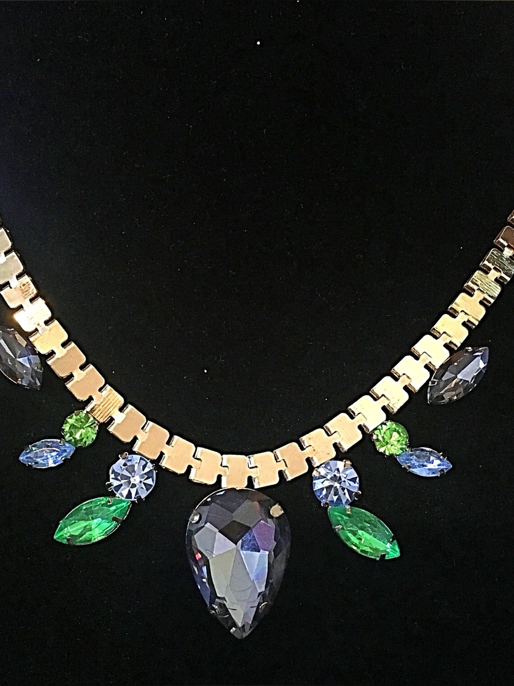 🌎📿Gold/Blue/Green/Gray Statement Gemma Necklace